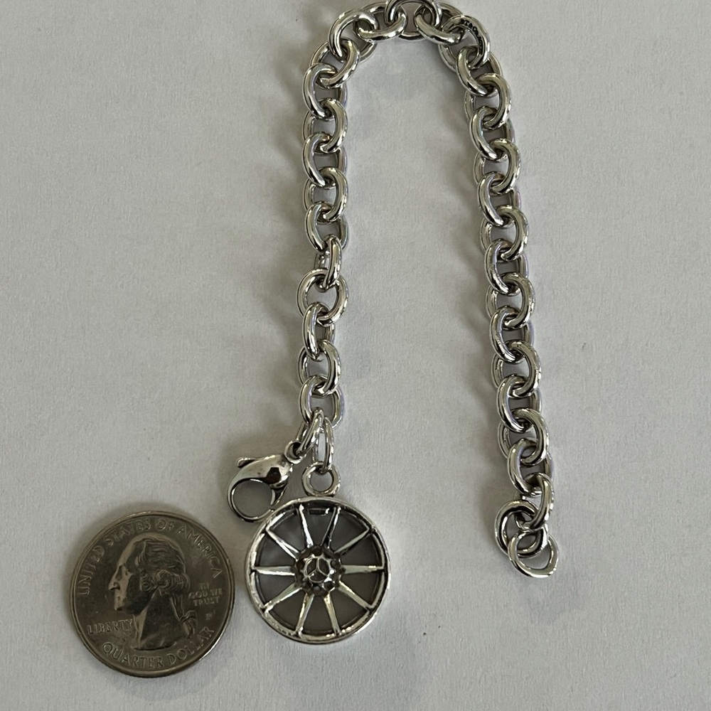 Silver Charm Bracelet with Wheel‎ Pendant